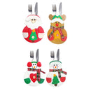 4Pcs Cute Christmas Knife Fork Bags Cartoon Tableware Cutlery Silverware Holder