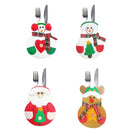4Pcs Cute Christmas Knife Fork Bags Cartoon Tableware Cutlery Silverware Holder