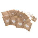 Pack of 12 Burlap Bags Heart Printed Snacks Jewelry Jute Pouches Wedding Favours