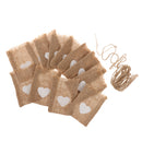 Pack of 12 Burlap Bags Heart Printed Snacks Jewelry Jute Pouches Wedding Favours