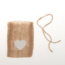 Pack of 12 Burlap Bags Heart Printed Snacks Jewelry Jute Pouches Wedding Favours