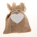 Pack of 12 Burlap Bags Heart Printed Snacks Jewelry Jute Pouches Wedding Favours