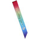 Sparkling Birthday Queen Satin Sash Birthday Girls Sash Ribbon Rainbow