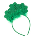 St Patricks Day Sequin Shamrock Fluffy Headband Party Leprechaun Costume Accessories