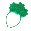 St Patricks Day Sequin Shamrock Fluffy Headband Party Leprechaun Costume Accessories