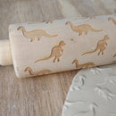 Wooden Dinosaur Embossed Rolling Pin Baking Tools Kids Party Favors DIY