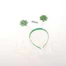 Glitter Irish Shamrock Headband Hair Hoop With Satin Sash Fancy Dress