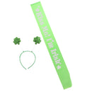 Glitter Irish Shamrock Headband Hair Hoop With Satin Sash Fancy Dress