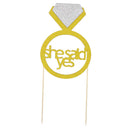She Said Yes Diamond Ring Engagement Party Bridal Shower Cake Topper Decoration,Pack of 6