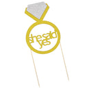 She Said Yes Diamond Ring Engagement Party Bridal Shower Cake Topper Decoration,Pack of 6