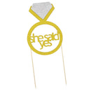 She Said Yes Diamond Ring Engagement Party Bridal Shower Cake Topper Decoration,Pack of 6
