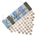 Celebration Calendar Wooden Crafts Wall Hanging Plaque Board for Family Friends Birthday Reminder with 50 Pieces Wooden DIY Discs