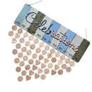 Celebration Calendar Wooden Crafts Wall Hanging Plaque Board for Family Friends Birthday Reminder with 50 Pieces Wooden DIY Discs