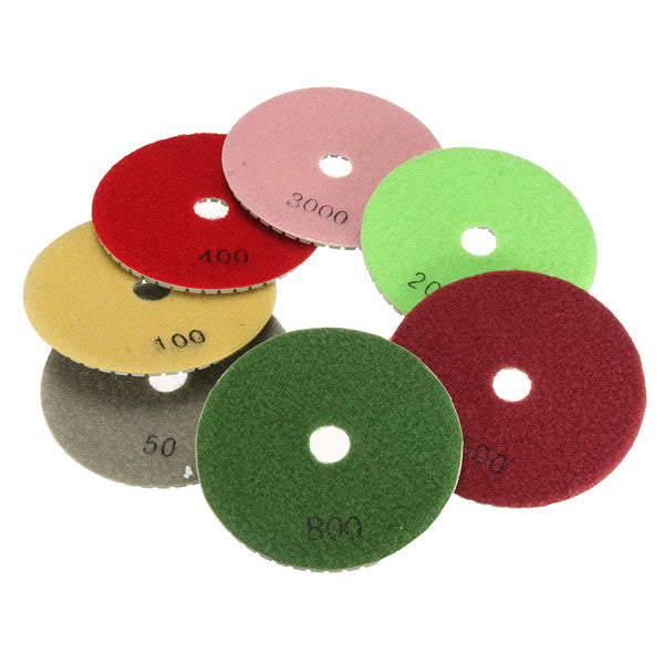 8pcs  4 Inch 50 to 3000 Grit Diamond Polishing Pads for Granite Stone Concrete Marble