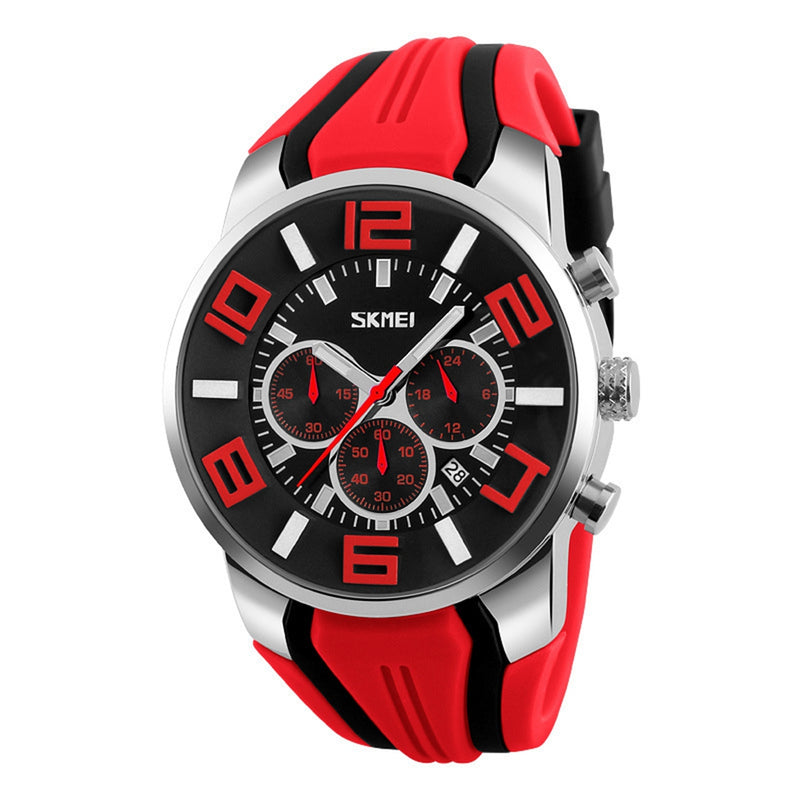 SKMEI 9128 Chronograph Sport Men Wrist Watch Silicone Strap Waterproof Quartz Watches