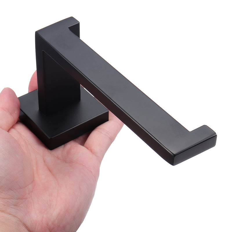 Bathroom Washroom Black Stainless Square Toilet Paper Shelf Roll Holder Rack Hook