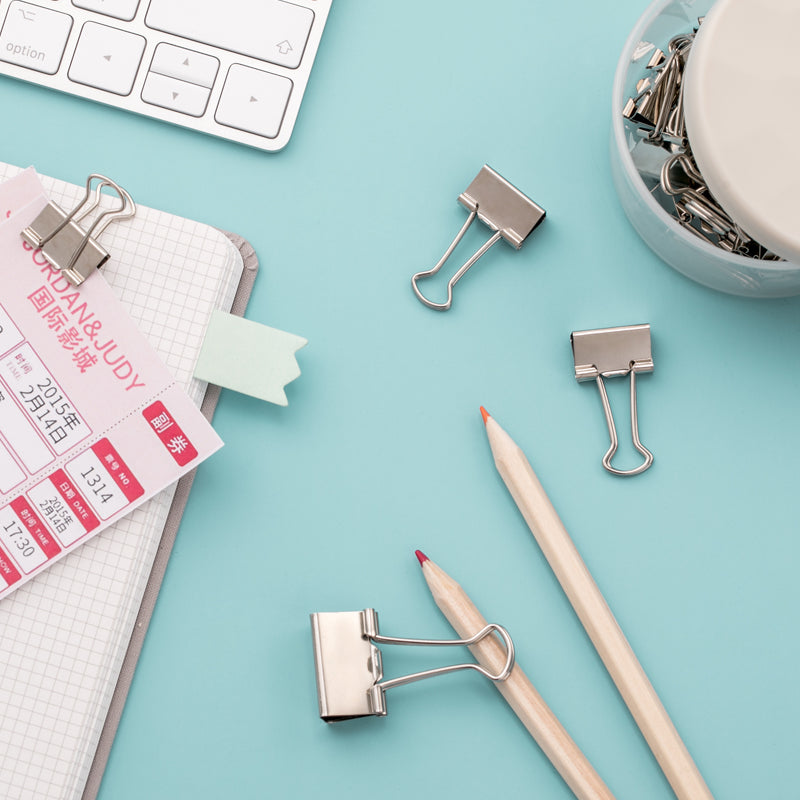 Jordan&Judy YD0018 Metal Binder Clips Long Tail Clips Paper Clips 15Pcs/Box L Size 30Pcs/Box S Size Spring Clips Paper Filing Grip Clamps Office Stationery Binding Supplies