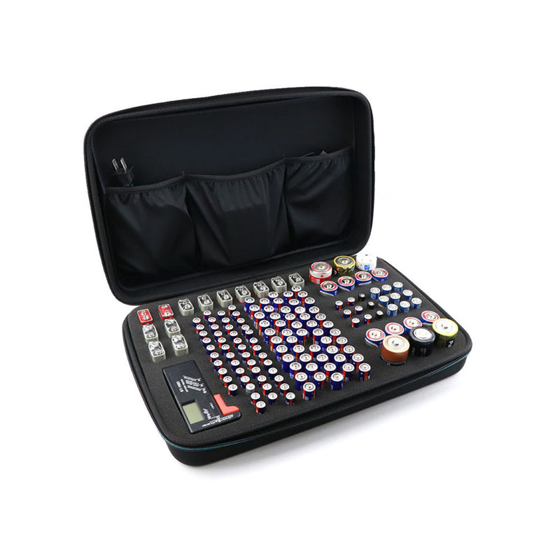 Battery Tester + Battery Storage Case Carrying Bag For AA AAA C D 9V Battery Box