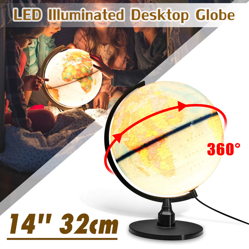 Universal LED World Globe Rotating Swivel Map Of Earth Atlas Geography