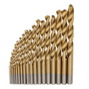 19pcs HSS 1-10mm Titanium Coated Twist Drill Bit Set Straight Shank Twist Drill for Metal Wood Drilling