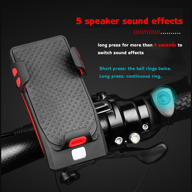 4-6.3inch Phone Holder 130db Rack Horn Waterproof USB Rechargeable Quakeproof Headlight 4000mah