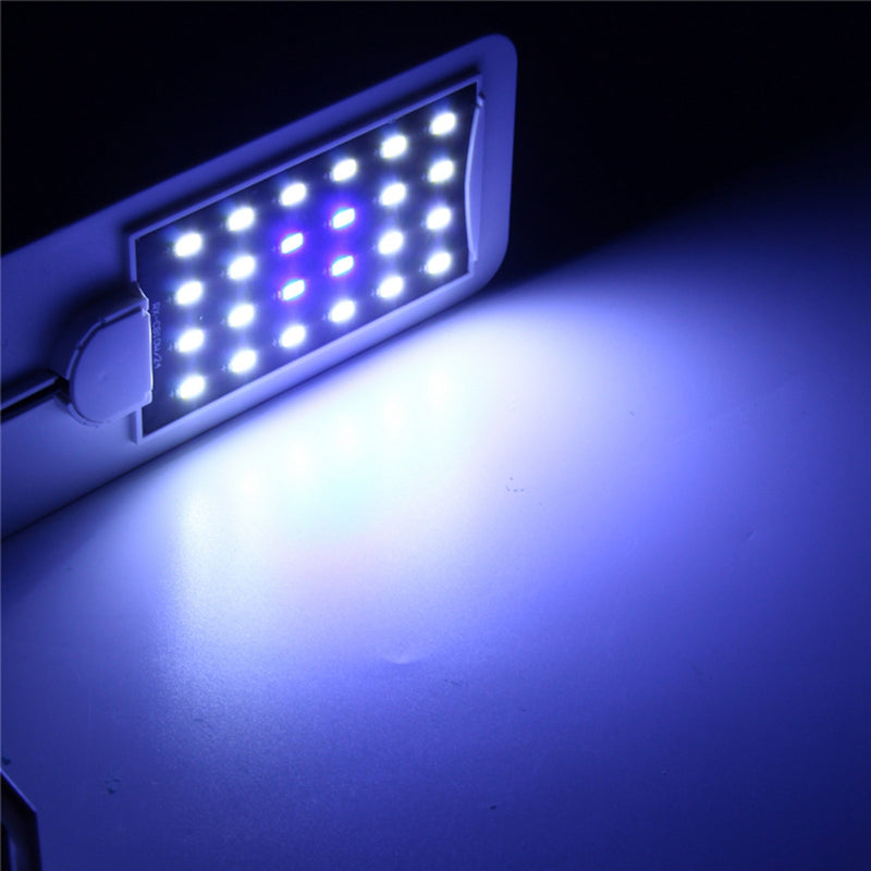 10W SMD5730 24 LED Aquarium Light Clip Fish Tank Lamp White:Blue 5:1 AC220V