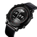 SKMEI 1519 Creative Rolling Time Display Leather Strap 30M Waterproof Men Watch Quartz Watch