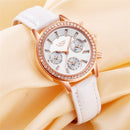 LIGE 9812 Elegant Design Date Display Ladies Wrist Watch Diamonds Leather Band Quartz Watches