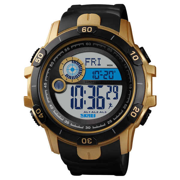 SKMEI 1480 Men Fashion Luminous Display Alarm Clock Compass Calories Distance Modes Smart Digital Watch
