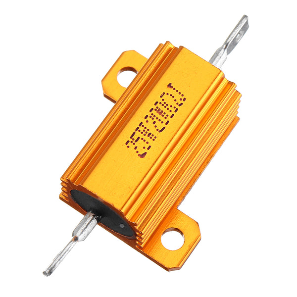 5pcs RX24 25W 200R 200RJ Metal Aluminum Case High Power Resistor Golden Metal Shell Case Heatsink Resistance Resistor