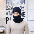 Knitted Hat Scarf Cap Neck Warmer Winter Siamese Hood Hats For Men Women Skullies Beanies Fleece