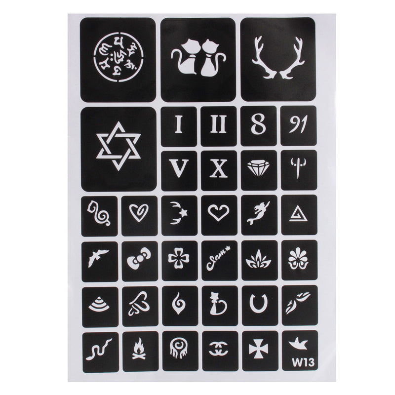 200Pcs Stencils Glitter Tattoo Accessories Girl Princess Body Art Airbrush Painting Kit