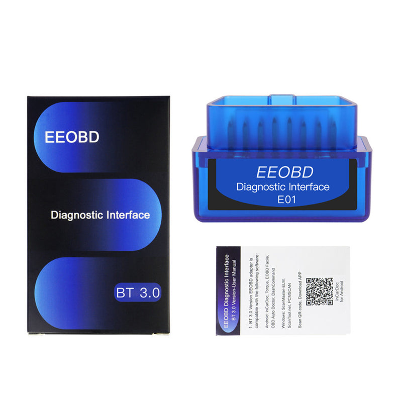 EEOBD E01 ELM327 BT3.0 bluetooth Diagnostic Interface Tool OBD2 Scanner Fault Code Reader for 12V Car