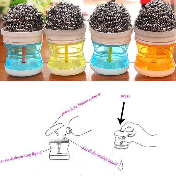 1Pc Press Steel Wool Cleaning Brush Cleaning Brush Kitchen Tool