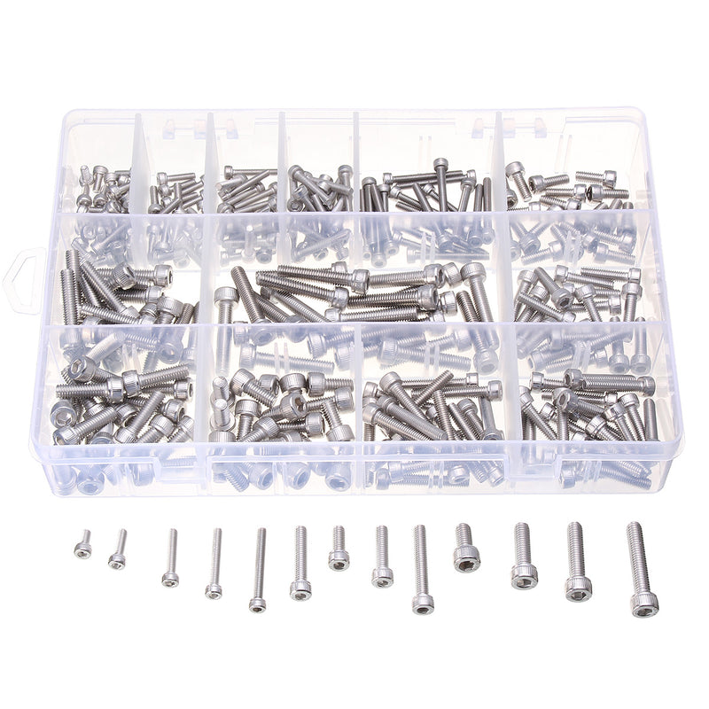 Suleve M3SSH2 M3/M4/M5 A2 Stainless Steel Hex Allen Socket Cap Screws Bolts Assorted Kit 270Pcs