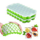 Godmorn 2 Packs of 74 Cubes Hexagon Silicone Ice Cube Mould Ice Mold with Lid for Baby Food And Bar