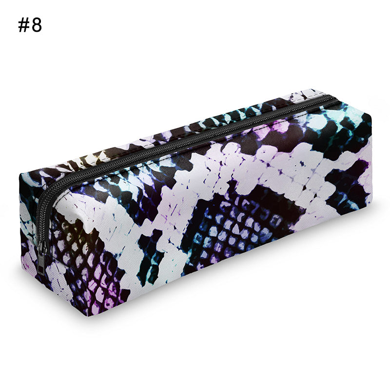 3D Digital Snakeskin Print Pencil Case Zipper Cosmetic Bag Pen Box Stationery