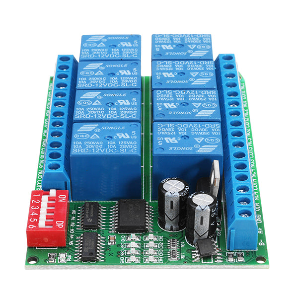 8 Channel DC 12V RS485 Relay Module Modbus RTU 485 Remote Control Switch For PLC PTZ Camera Security Monitoring