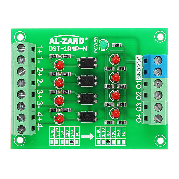 24V To 5V 4 Channel Optocoupler Isolation Board Isolated Module PLC Signal Level Voltage Converter