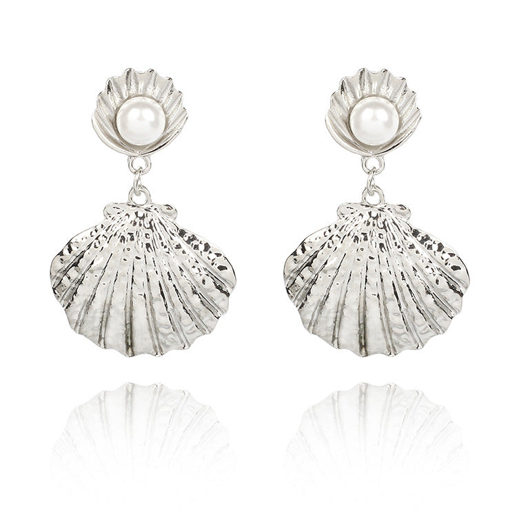 Elegant Shell Pearl Ear Drop Zinc Alloy Trendy Style Earring For Women