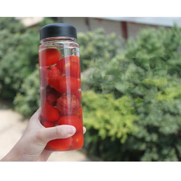 500ml Portable Clear Water Bottle Sport Bicycle Plastic Fruit Lemon Juice Water Cup