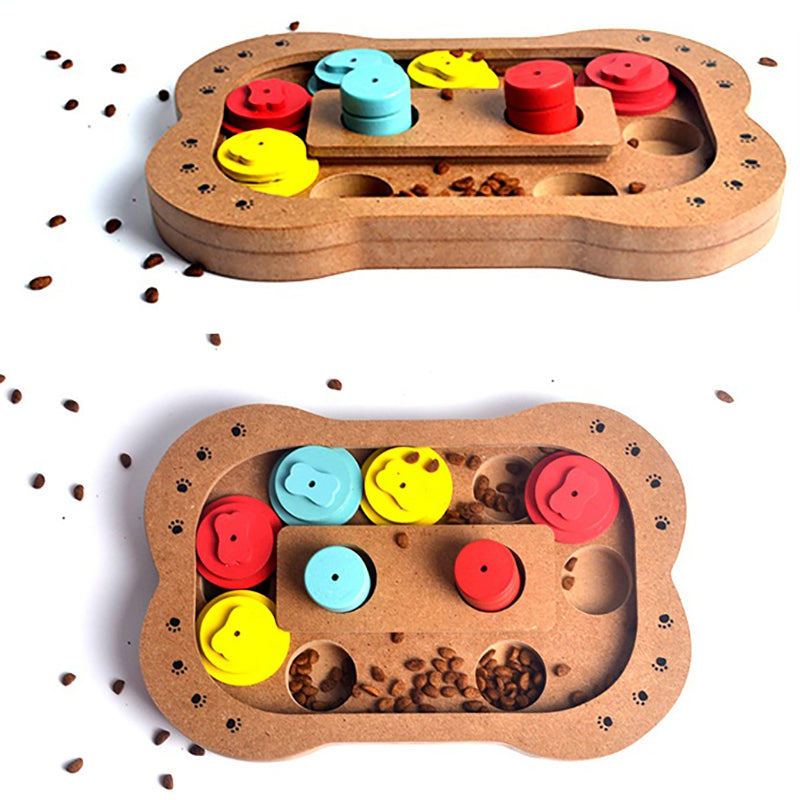 Wooden Paw Bone Shape Pet Dog Cat Feeding Toy Board Funny Training Board Pet Toys