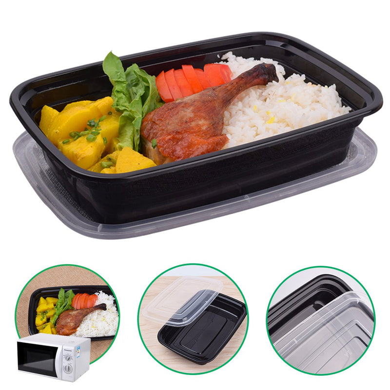 10Pcs 750ml Meal Prep Container Set Plastic Food Storage Reusable Lids Lunch Boxes