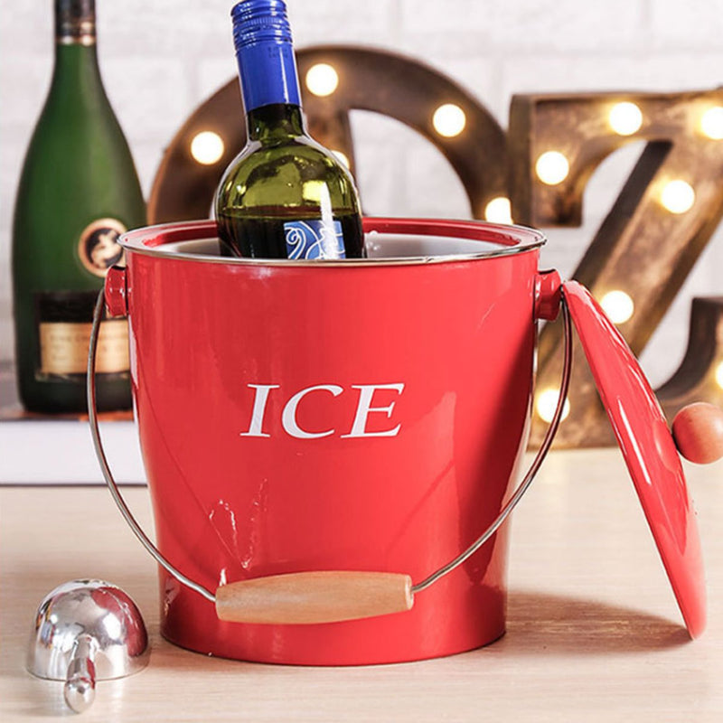 Double Wall 4L Ice Bucket Spit Barrel Container KTV Club Bar Tools Ice Container With Scoop & Lid