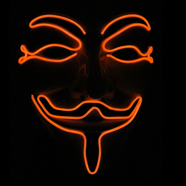Halloween V-Vendetta Mask LED Luminous Flashing Face Mask Party Masks Light Up Dance Halloween Cospl
