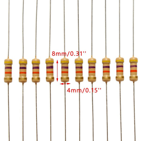 300pcs 30 Value 1ohm-3M 1/2W Carbon Film Resistor