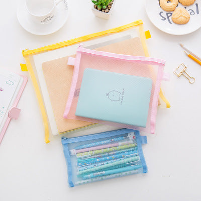 Office culture and education grid zipper pen bag file folder student information bag A4 A5 A6 document bag