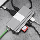 8-in-1 Type-C to USB 3.0 PD 3.0 Charge 4K Video Display Gigabit RJ45 SD TF Hub with Phone Support