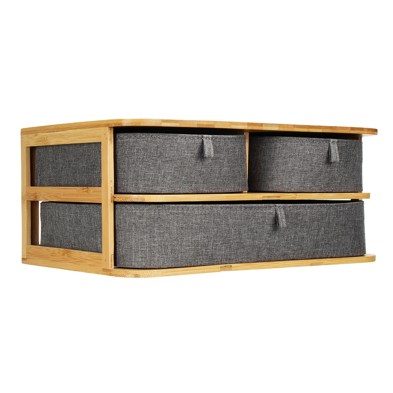 Grey Multi-Layer Mini Bamboo Desktop Drawer Sundries Case Storage Box Organizer Living Room Decorations