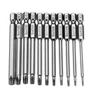 Broppe 11pcs T6-T40 75mm Magnetic Torx Screwdriver Bits 1/4 Inch Hex Shank